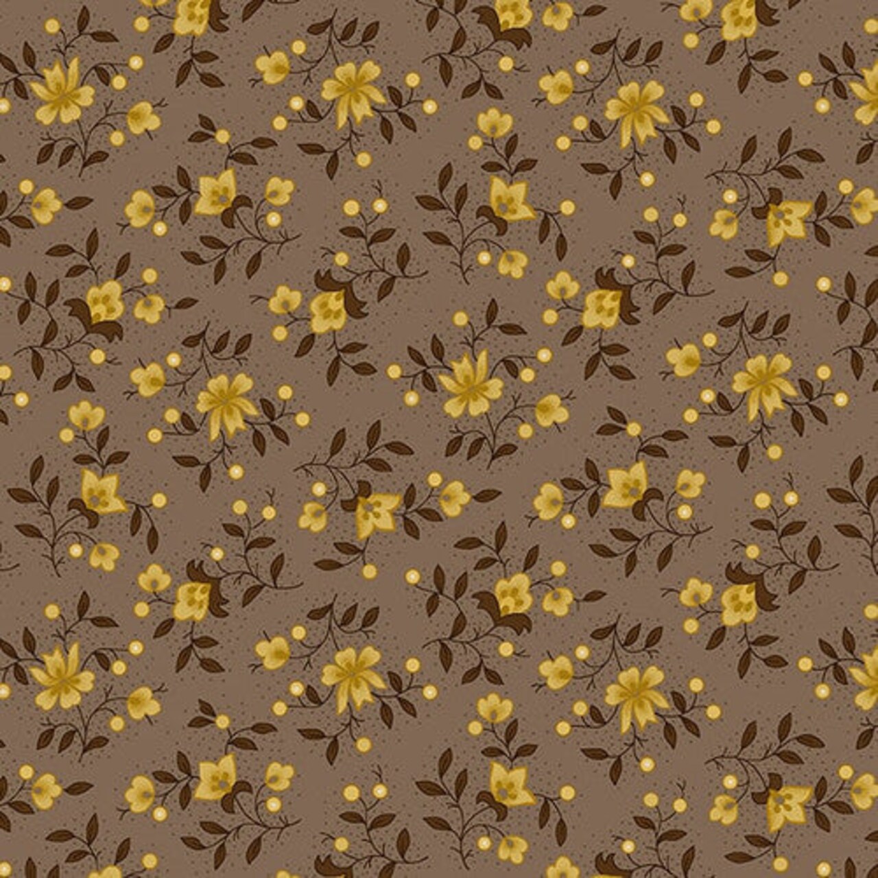 Fabric Henry Glass Taupe Blossom Sprays Scrap Basket Favorites by the Quarter Yard 1511-93
